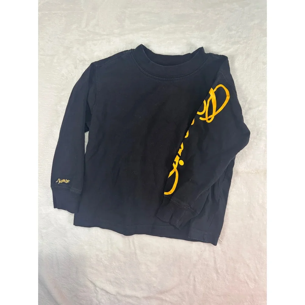 Coogi Long Sleeve T-Shirt 3T Black Gold Script Logo Graphic Kids Toddler